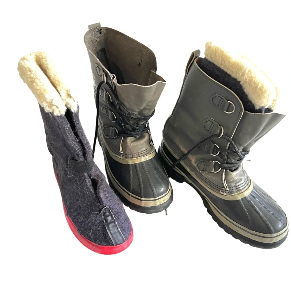 Sorel Caribu Boot Grey Leather Black Rubber Removable Wool 
Lining Canada 8 - Picture 6 of 11